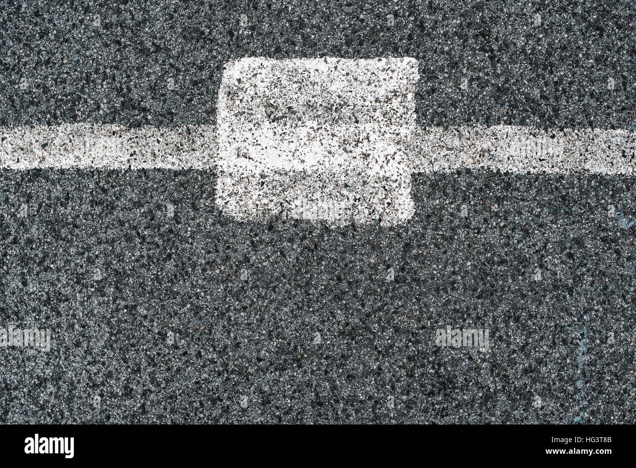 White line and asphalt road as simple background pattern, urban surface texture to be used for minimalistic design element Stock Photo