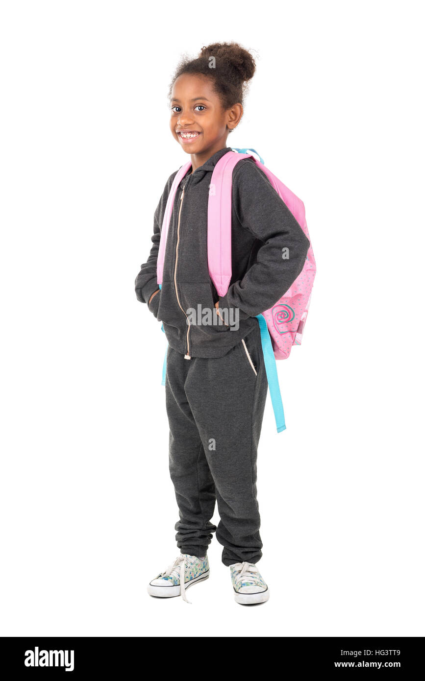 Young girl student posing isolated in white Stock Photo - Alamy