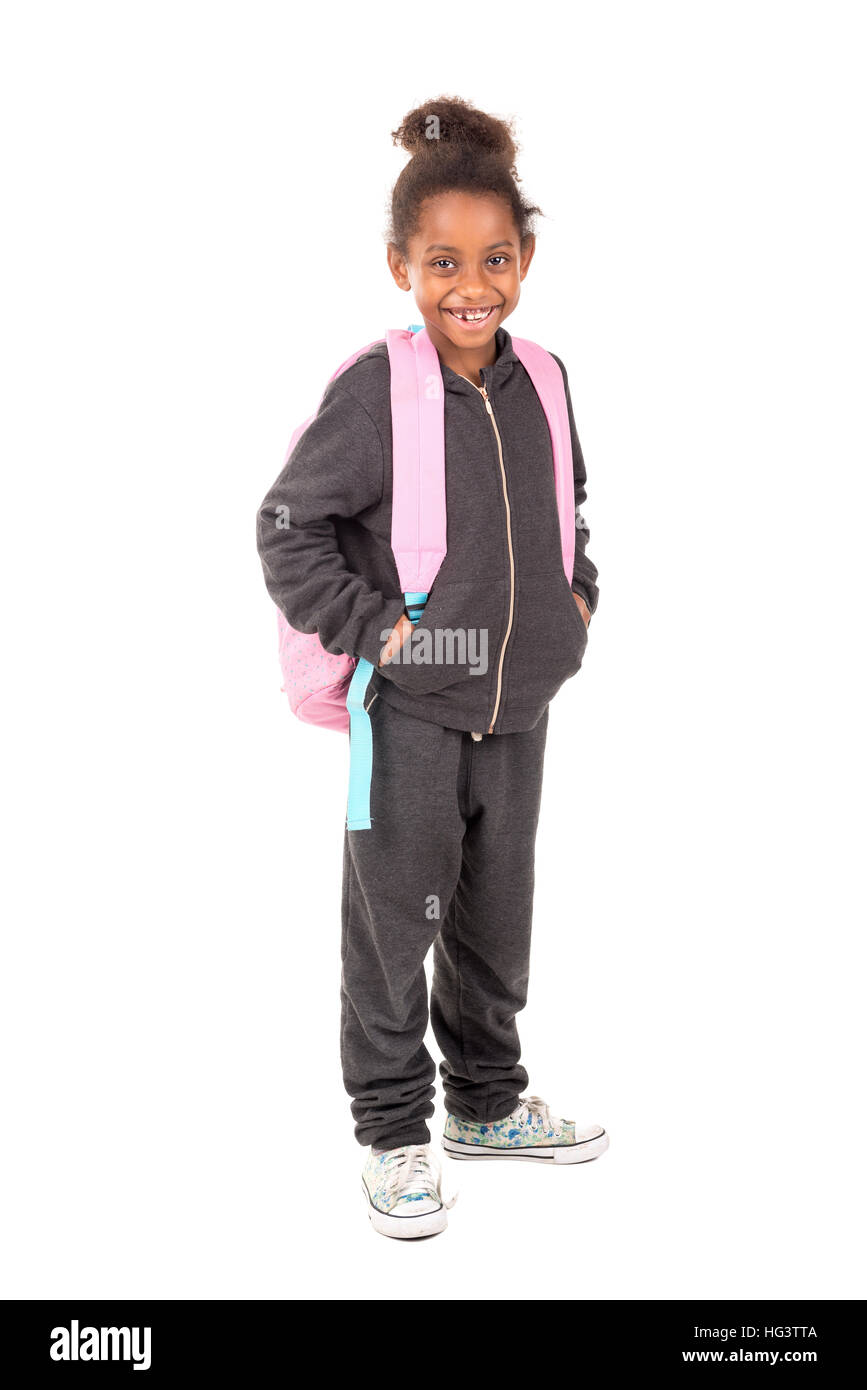 Young girl student posing isolated in white Stock Photo - Alamy