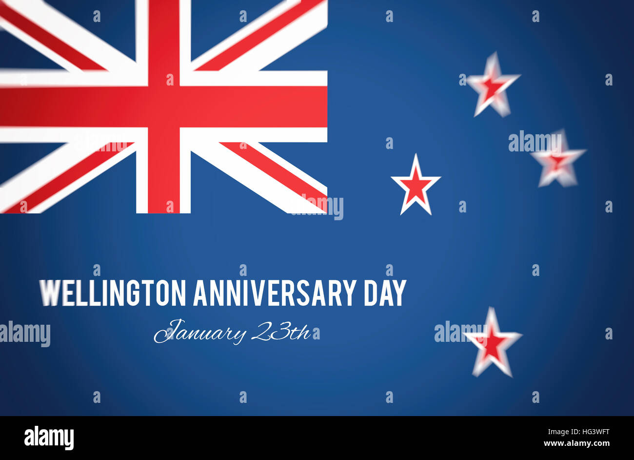 Wellington Anniversary Day. Flag of New Zealand. Motivation, poster, quote, illustration, Stock Photo