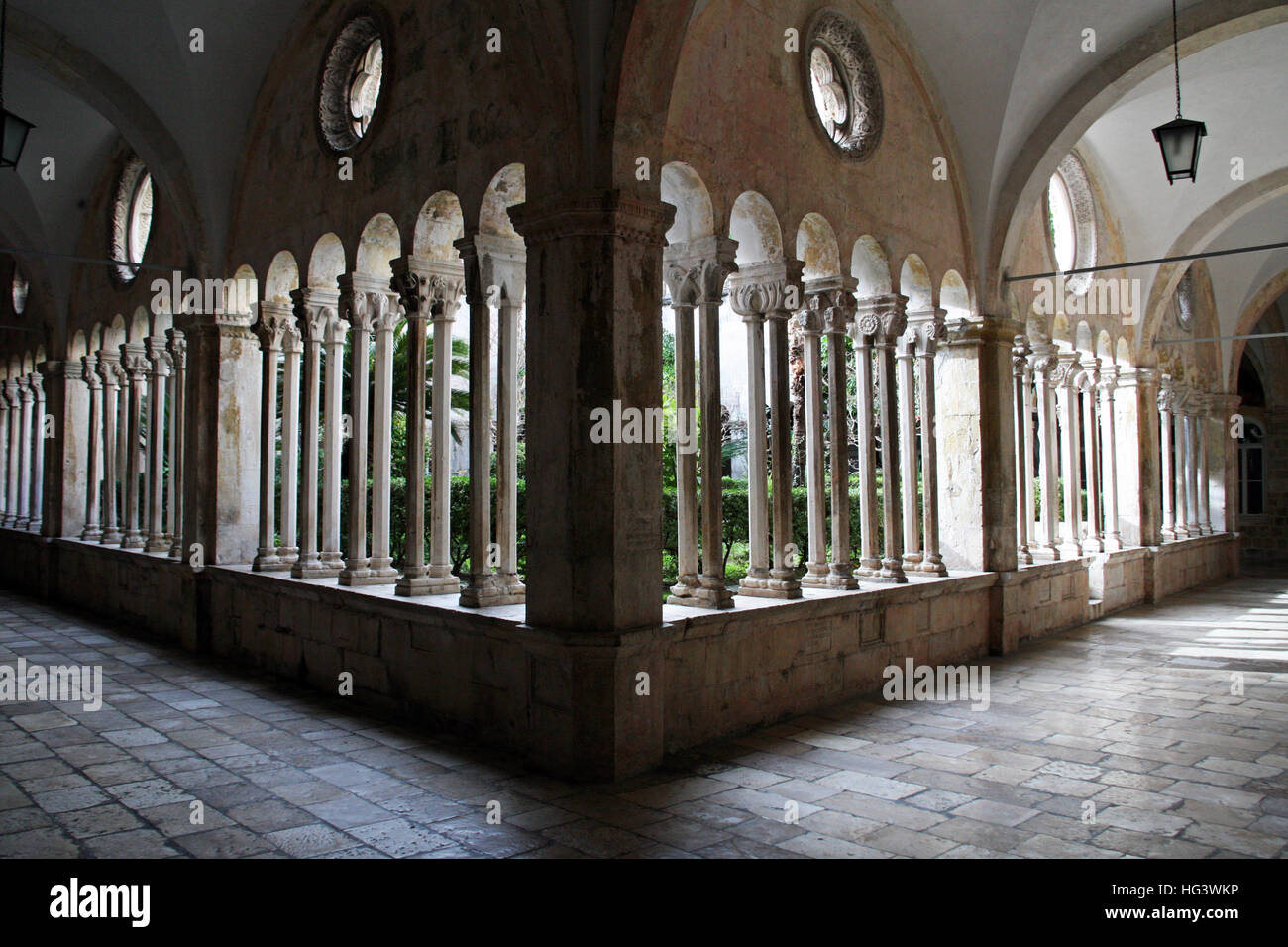 Dubrovnik,yard of famous ancient Franciscaner monastery,Croatia,Europe,1 Stock Photo