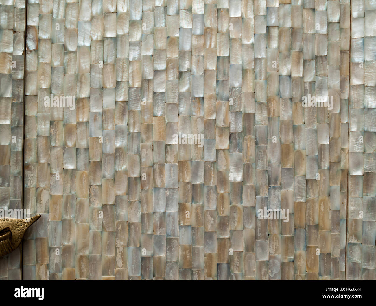 Nacre ornamented door. Mother of Pearl texture detail Stock Photo