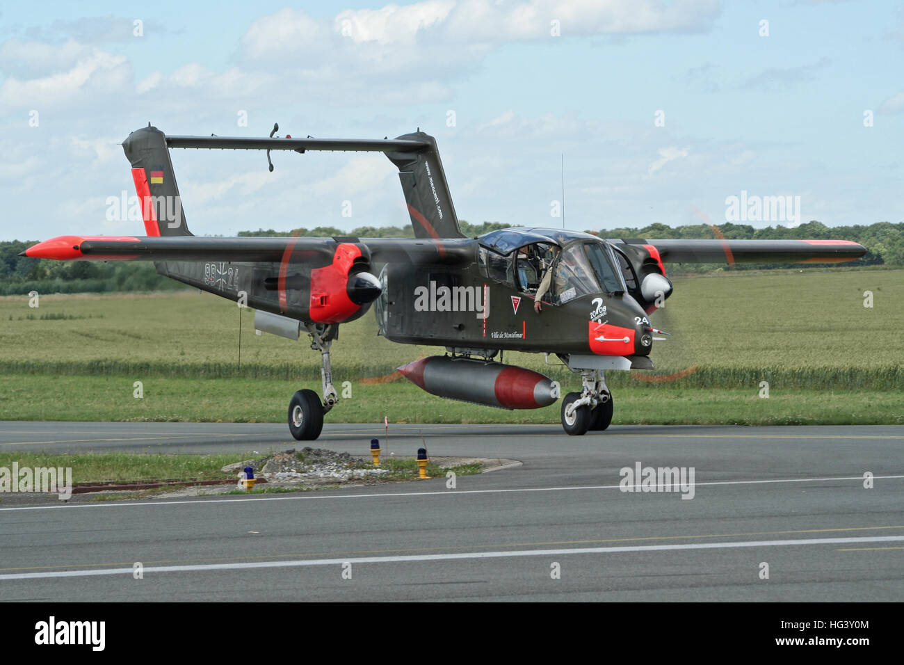 North American Rockwell OV-10 Bronco aircraft with German Air Force markings taxiing Stock Photo