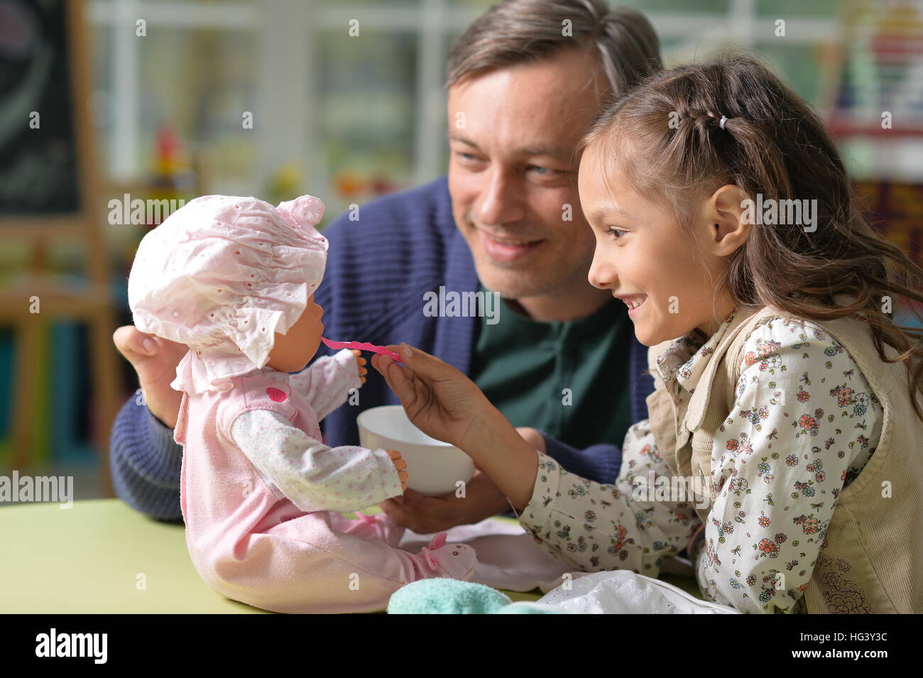 Father and daughter play Stock Photo