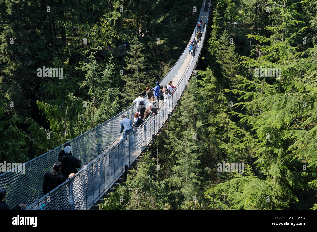 The Capilano Suspension Bridge, Vancouver, British Columbia, Canada Stock Photo