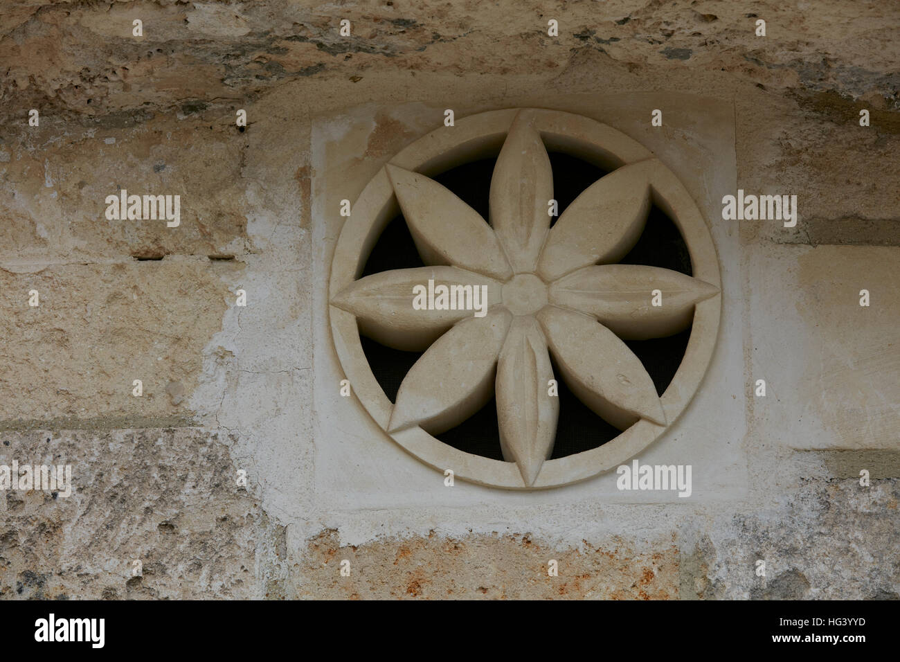 Architectural detail, Matera, Italy. Close up of a vent. Stock Photo