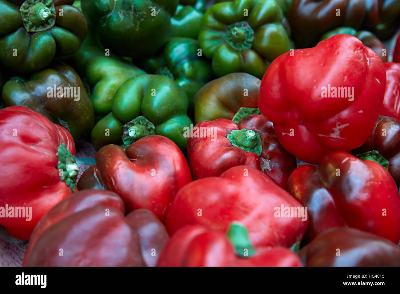 Flacq Market, Mauritius. Market Stall. Close up of fresh produce. Stock Photo