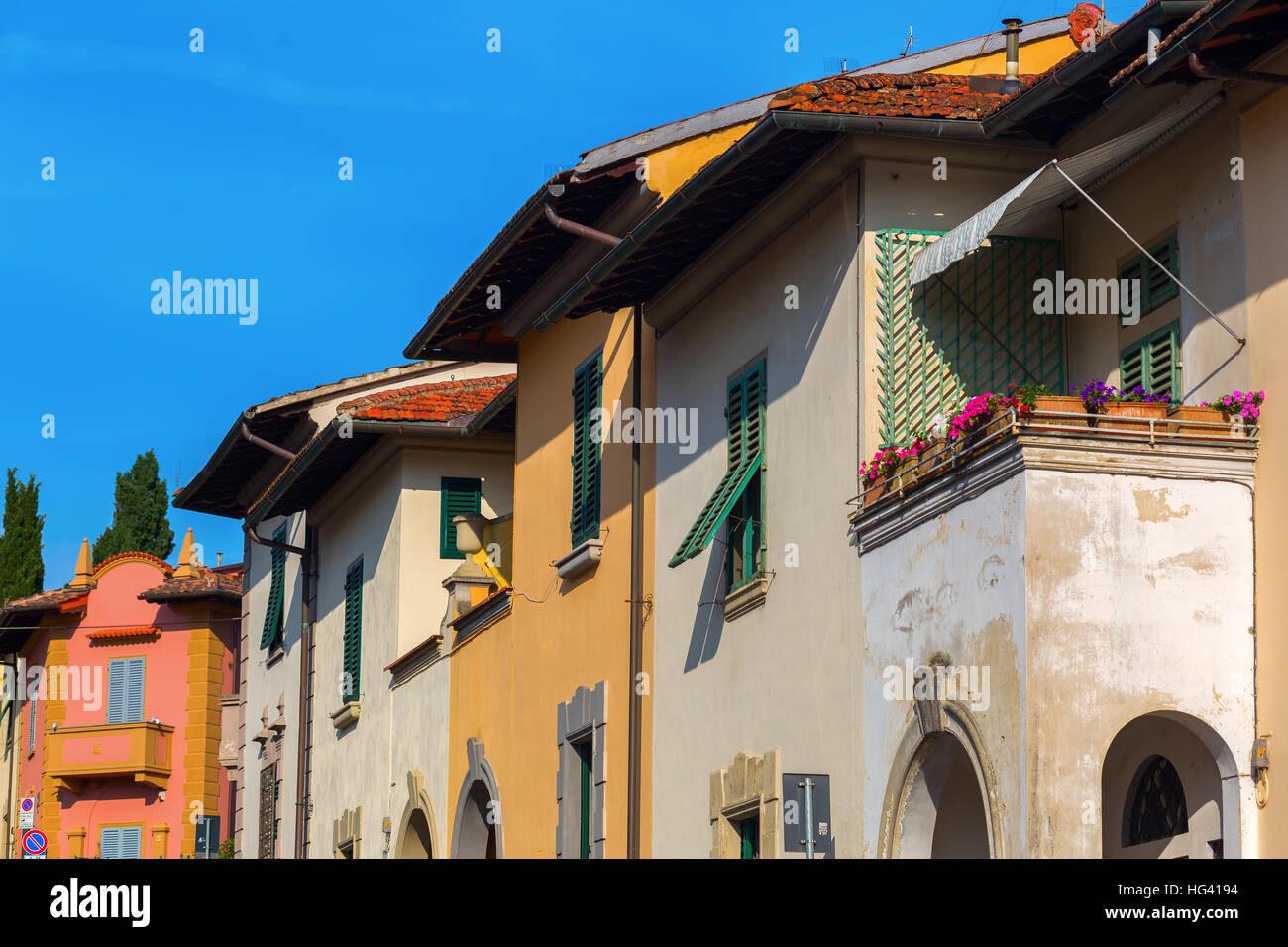 facades of colorful houses in Florence, Italy Stock Photo Alamy