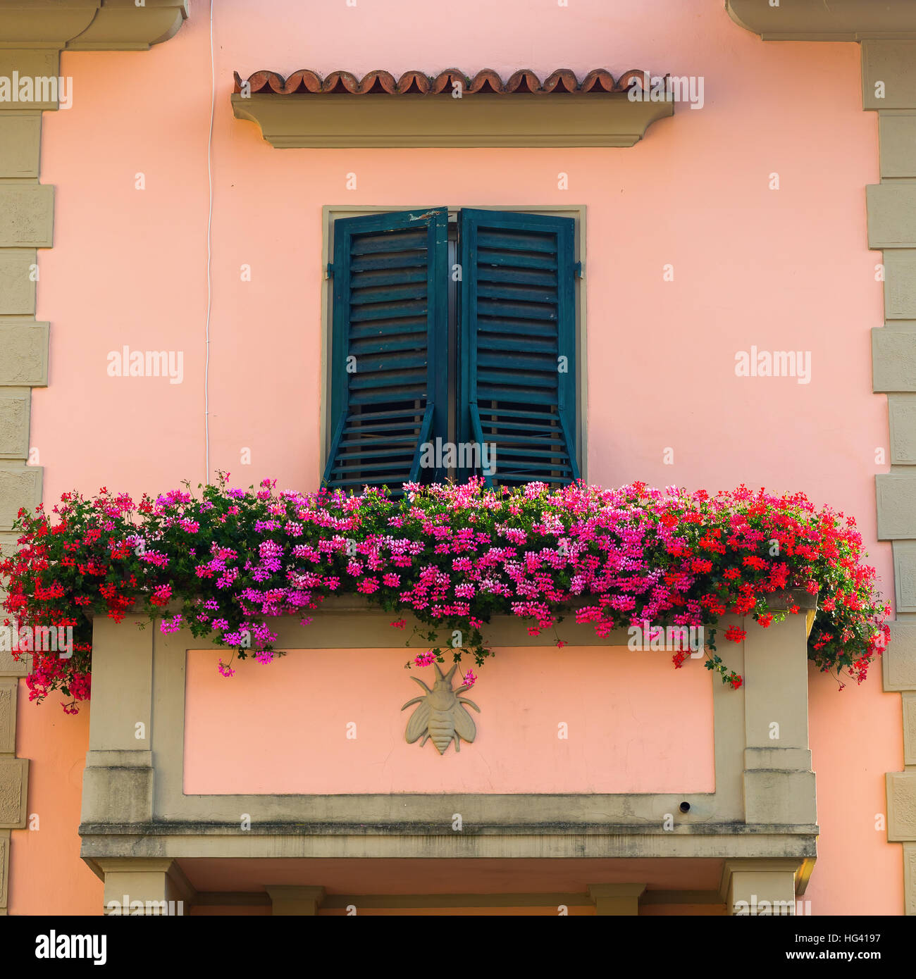 balcony at a colorful houses in Florence, Tuscany, Italy Stock Photo ...