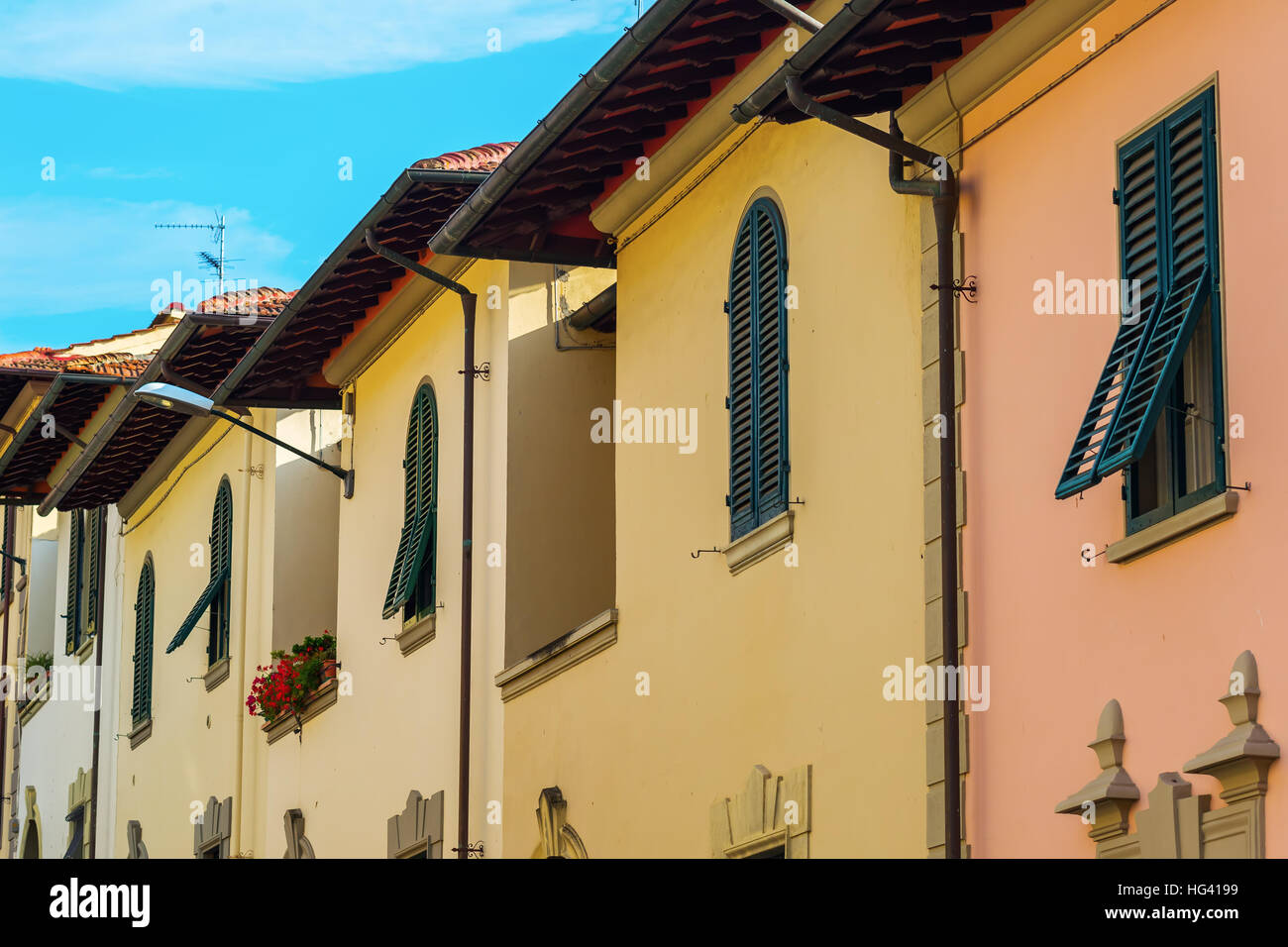 facades of colorful houses in Florence, Italy Stock Photo Alamy