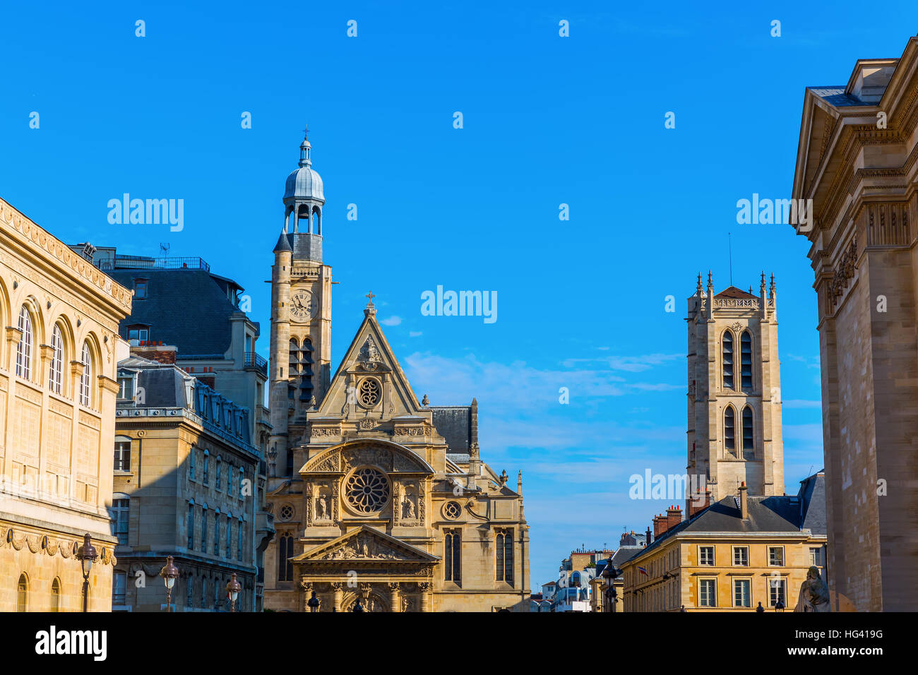 old churches beside the Pantheon in the Quartier Latin in Paris, France Stock Photo