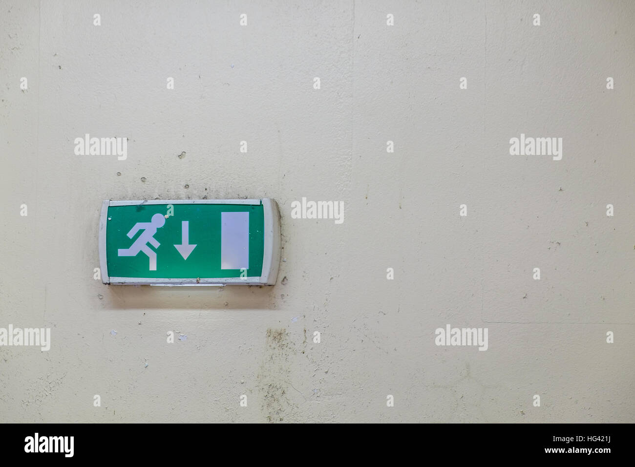 Exit Sign in Multi Story Car Park Stock Photo