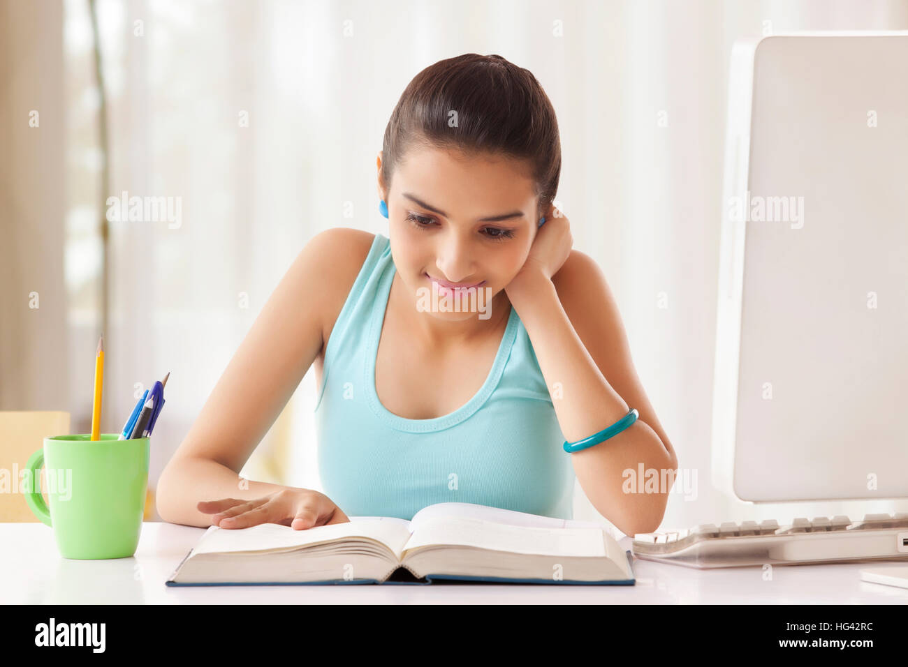 Portrait of Teenage Girls student studying Stock Photo
