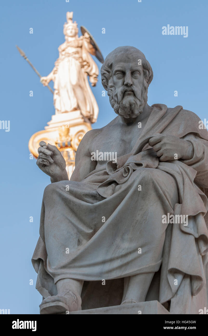 classic statues Plato and Athena Stock Photo