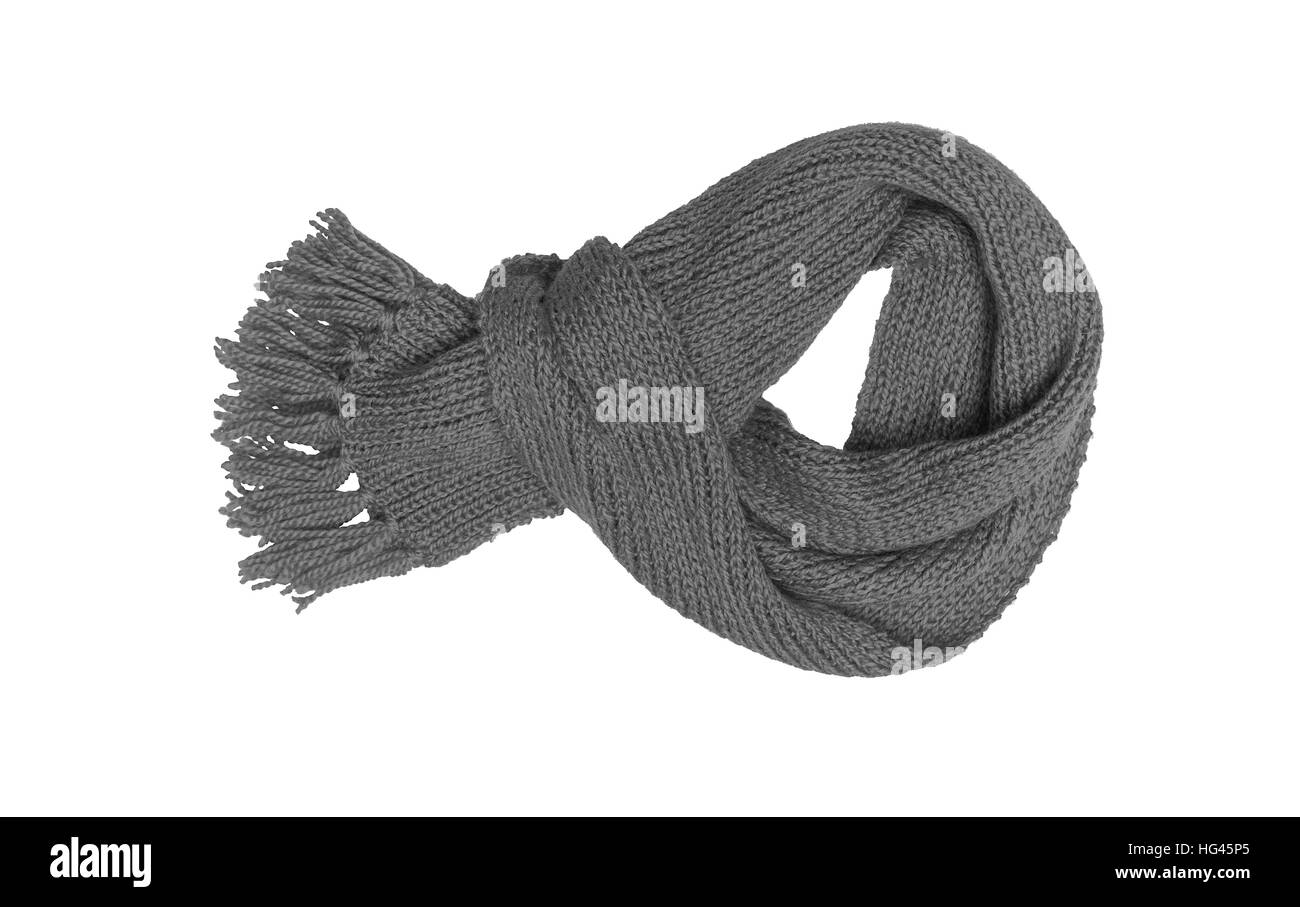 Gray scarf on a white background. Stock Photo