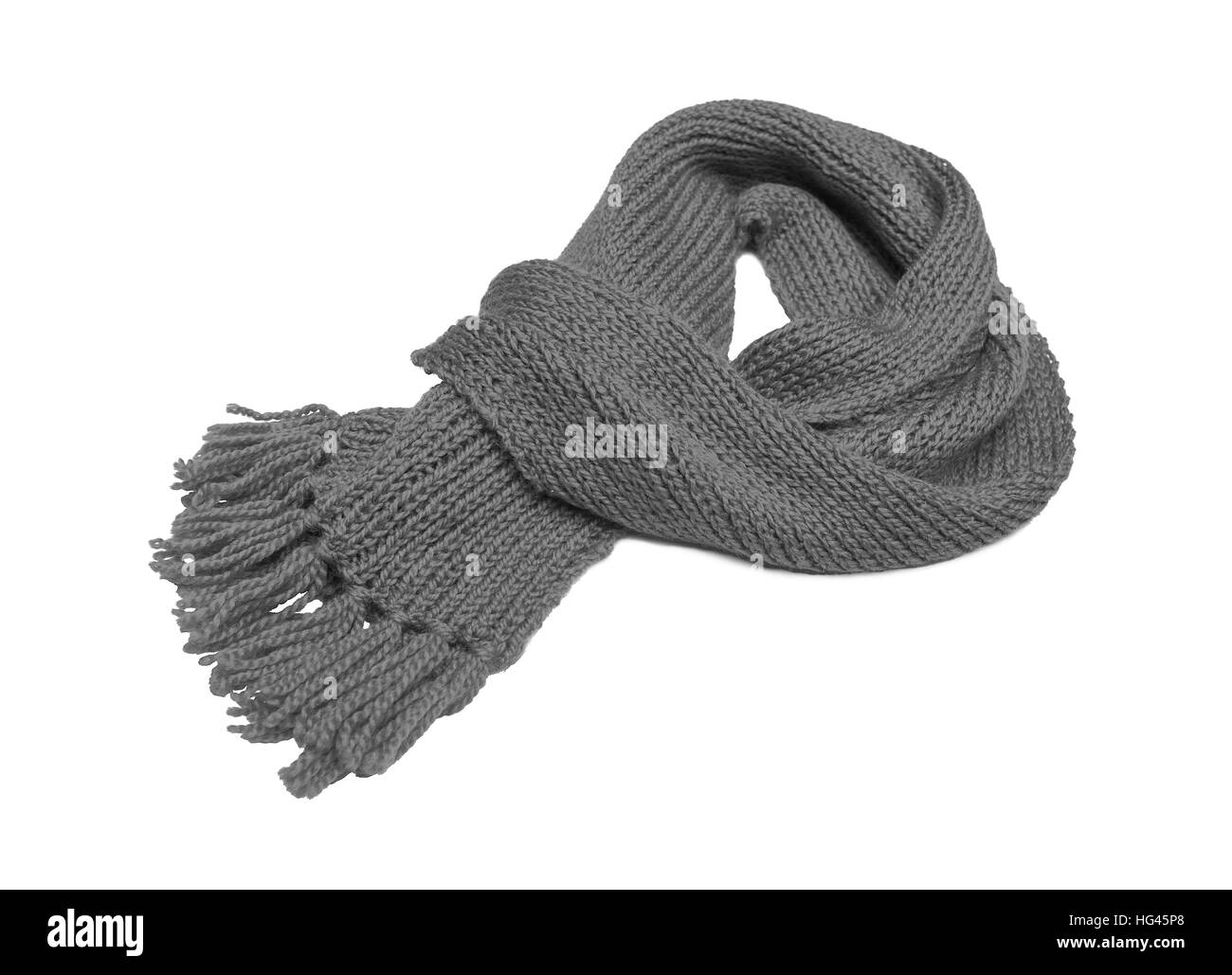 Gray scarf on a white background. Stock Photo
