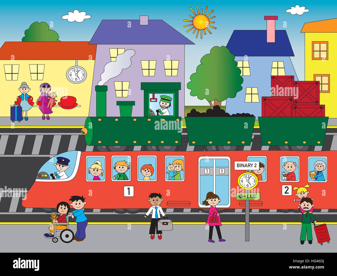 Cartoon train station hi-res stock photography and images - Alamy