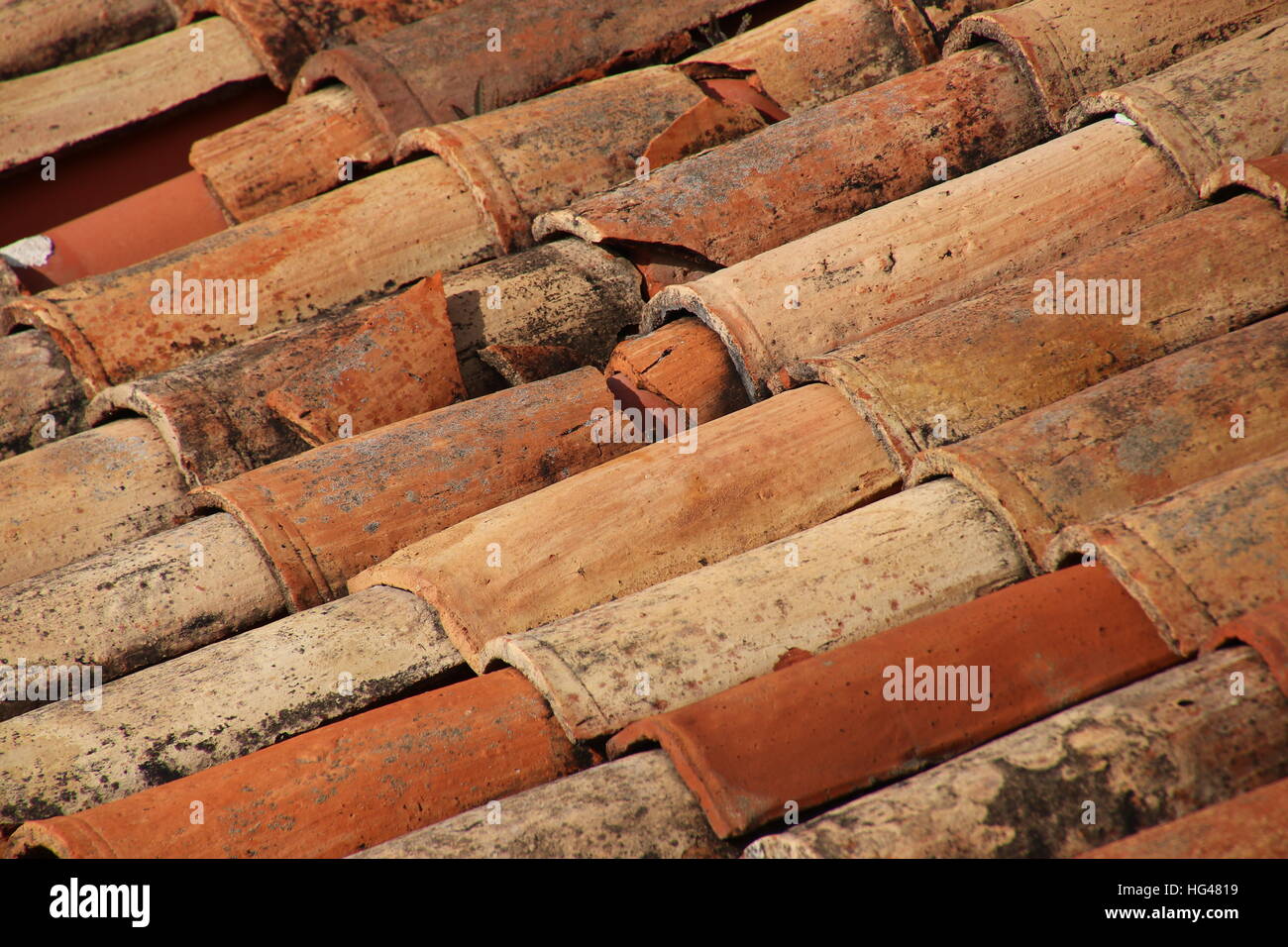 diagonal tiles of a roof Stock Photo