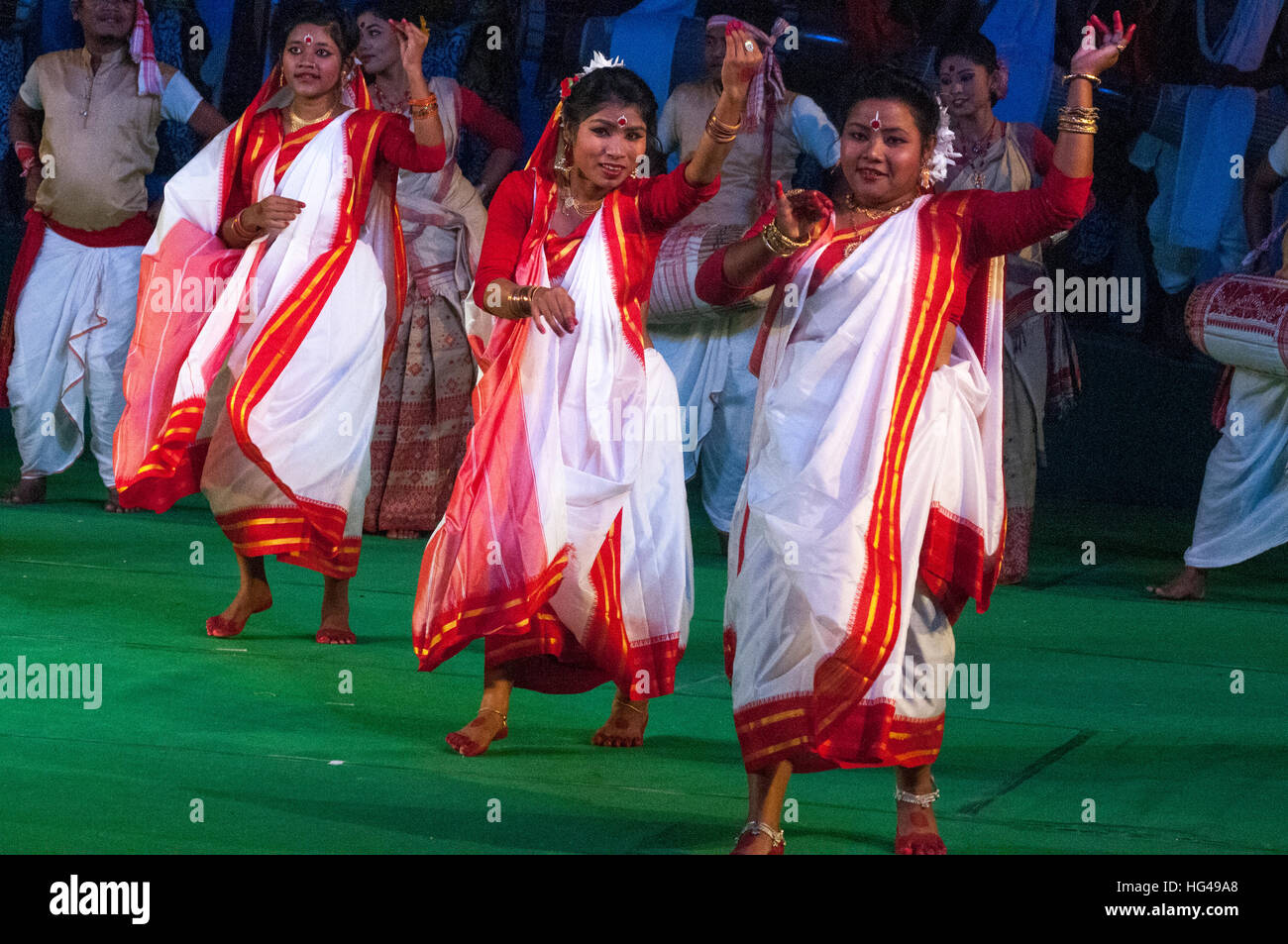 Bairati dancers from West Bengal performing in 'Colours of NE India' at the Sangai Festival, Imphal, India Stock Photo