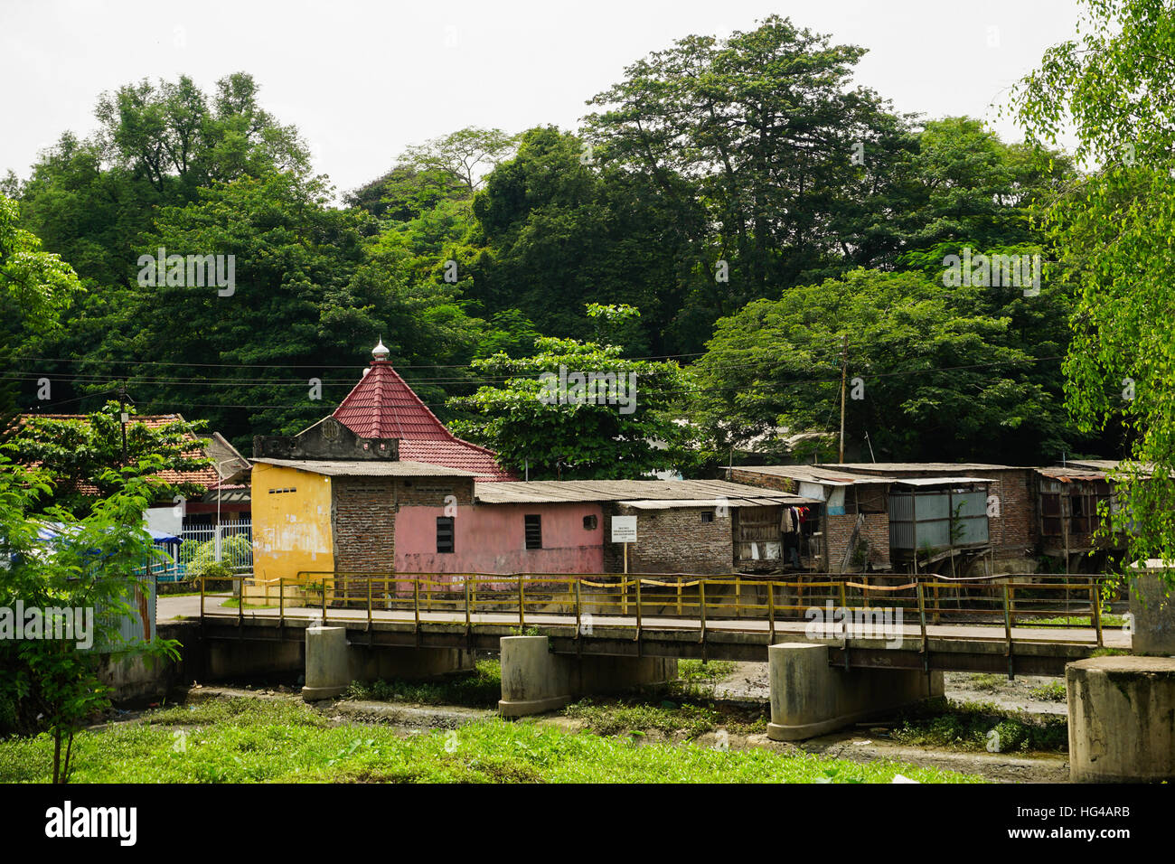 A mosque in the middle of slums photo taken in Semarang Indonesia Stock Photo