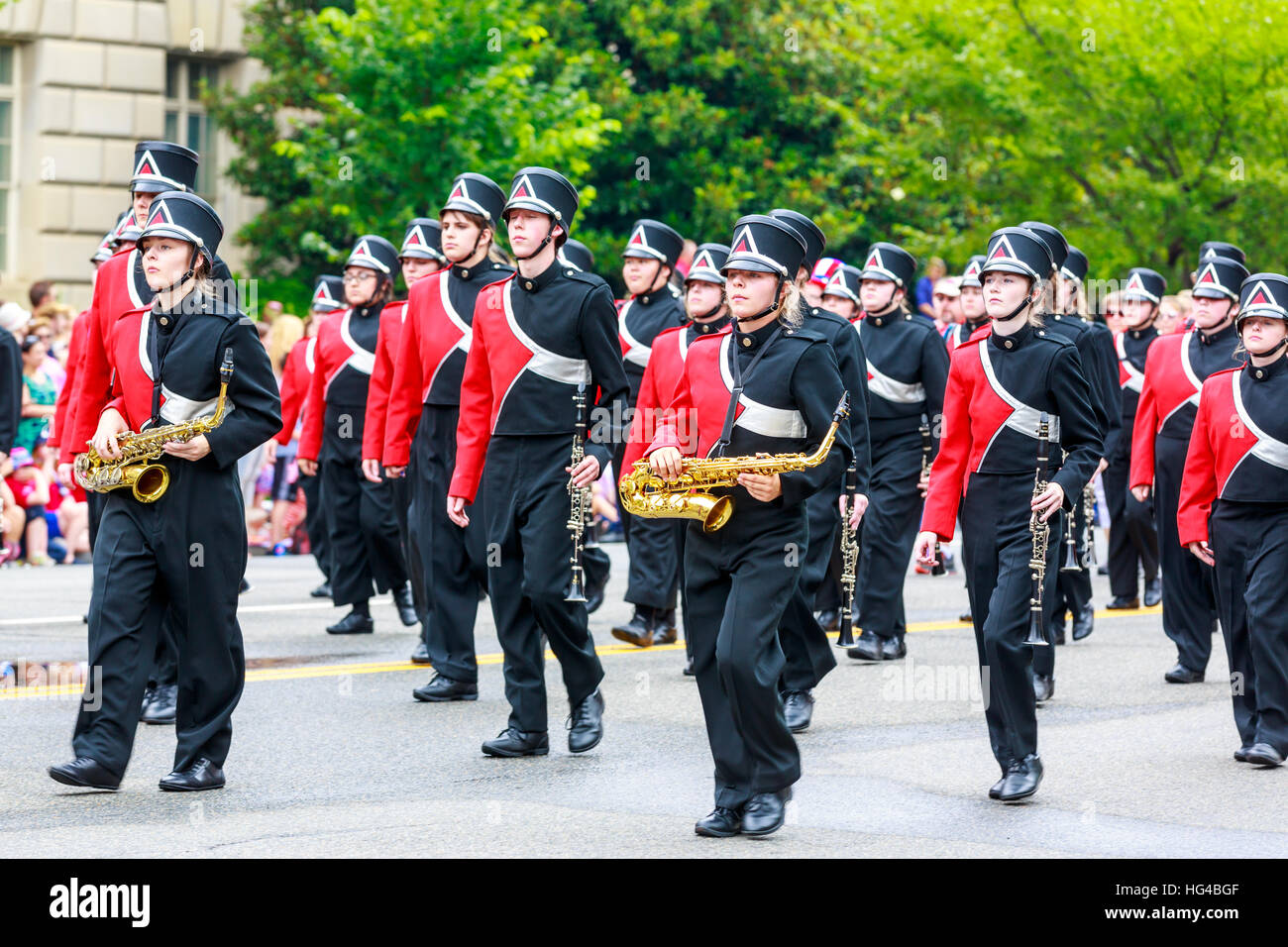 Washington, D.C., USA - July 4, 2015: Cabot High School Marching Band ...