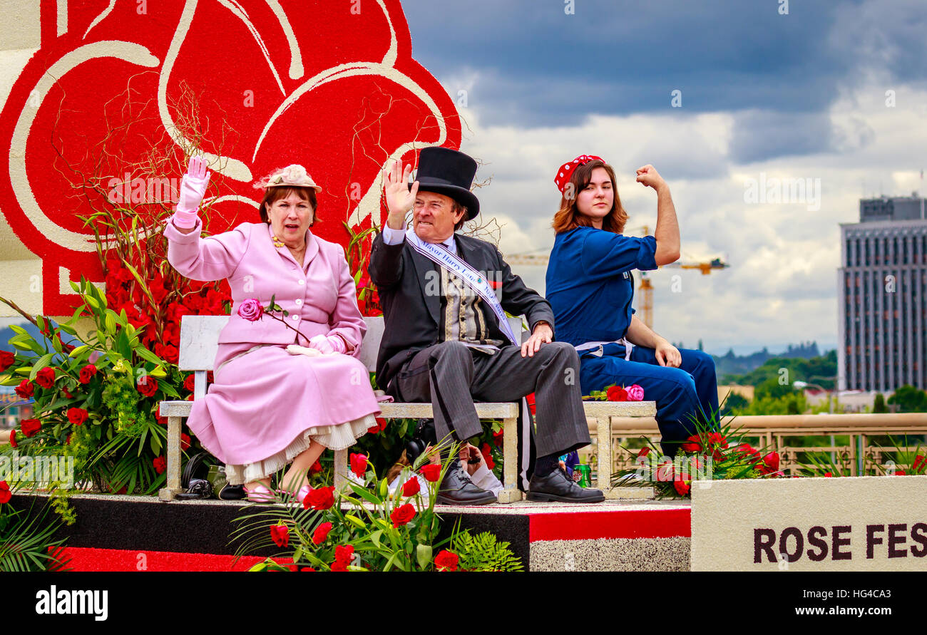 Oregon Rose Float Portland, Oregon, USA - June 11, 2016: Portland Rose Festival ...