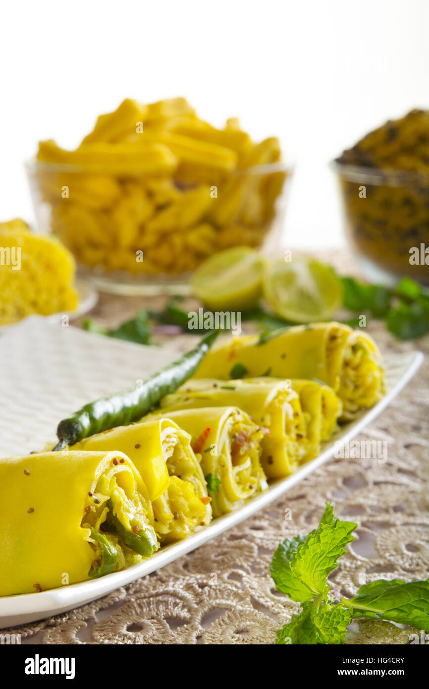 Traditional Gujarati snacks Stock Photo Alamy