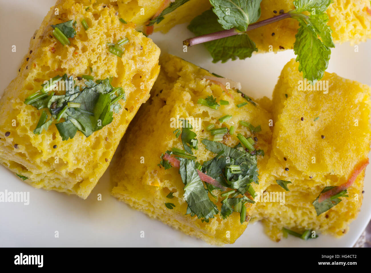 Traditional Gujarati snack Dhokla Stock Photo Alamy