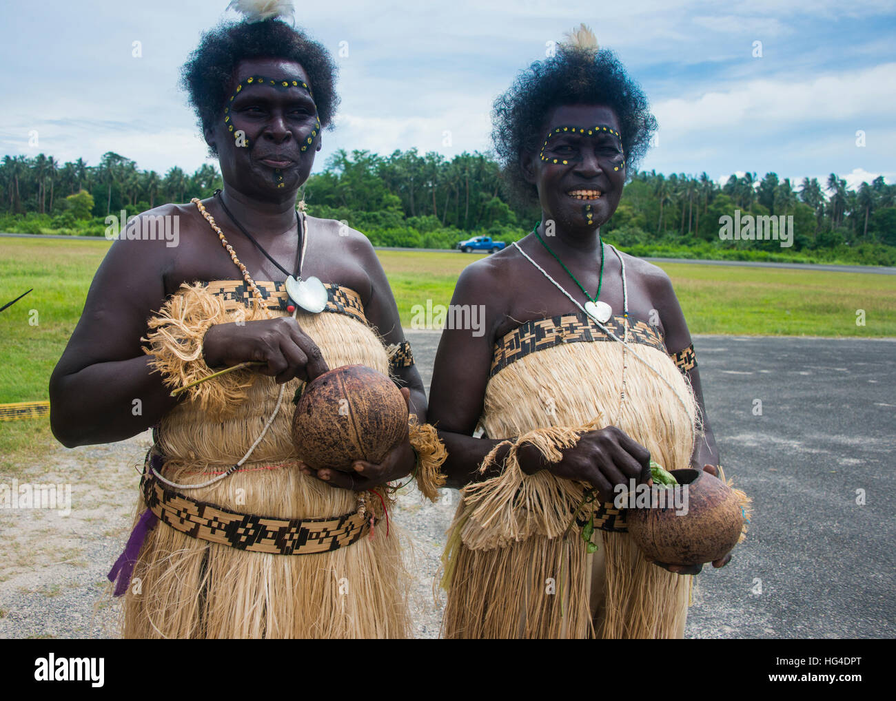 Traditionally dressed women, Buka, Bougainville, Papua New Guinea, Pacific Stock Photo