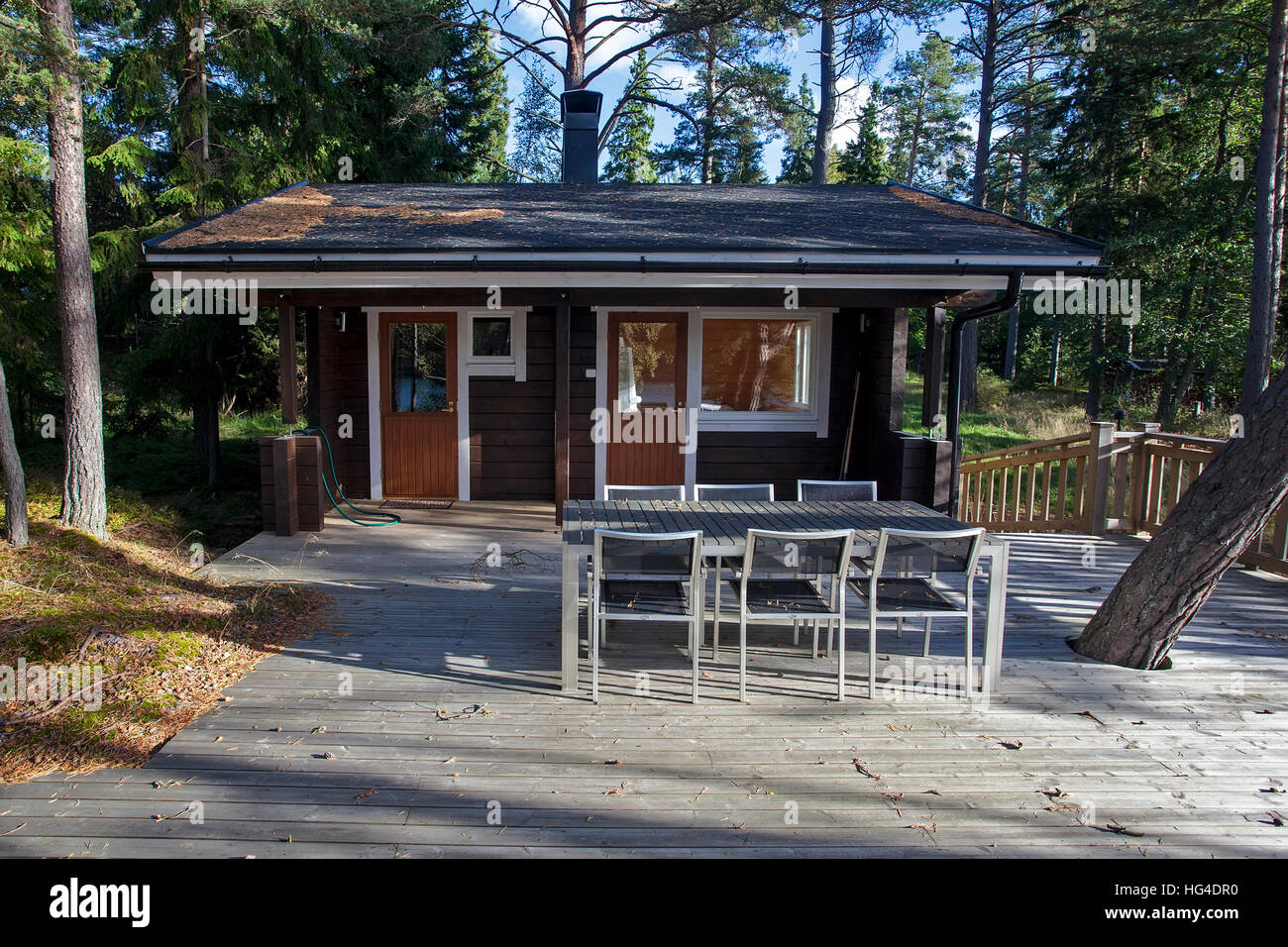 Vihti, Finland - September 27, 2014: Sauna on the island Stock Photo