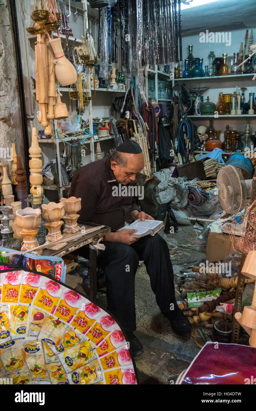 Jewish shopkeeper, Bazaar-e Vakil (Regent's Bazaar), Shiraz, Iran, Middle East Stock Photo