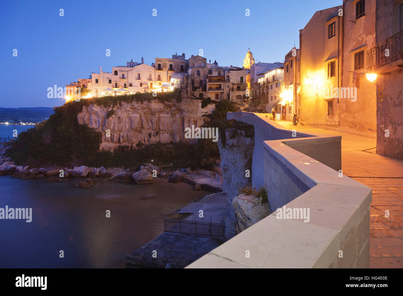 Old town with cathedral, Vieste, Gargano, Foggia Province, Puglia, Italy, Mediterranean Stock Photo