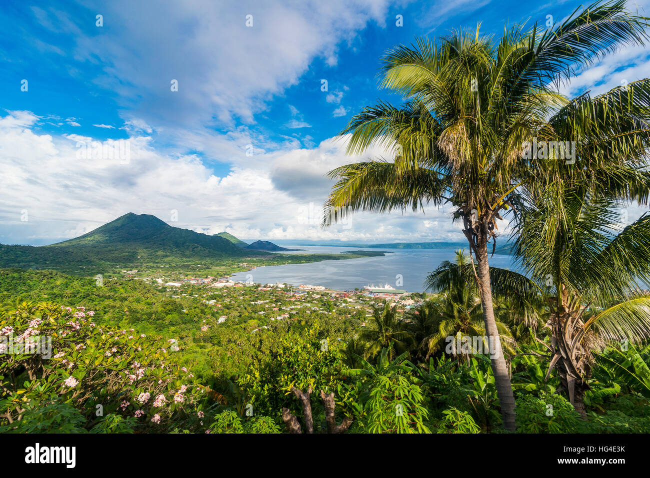 View over Rabaul, East New Britain, Papua New Guinea, Pacific Stock Photo