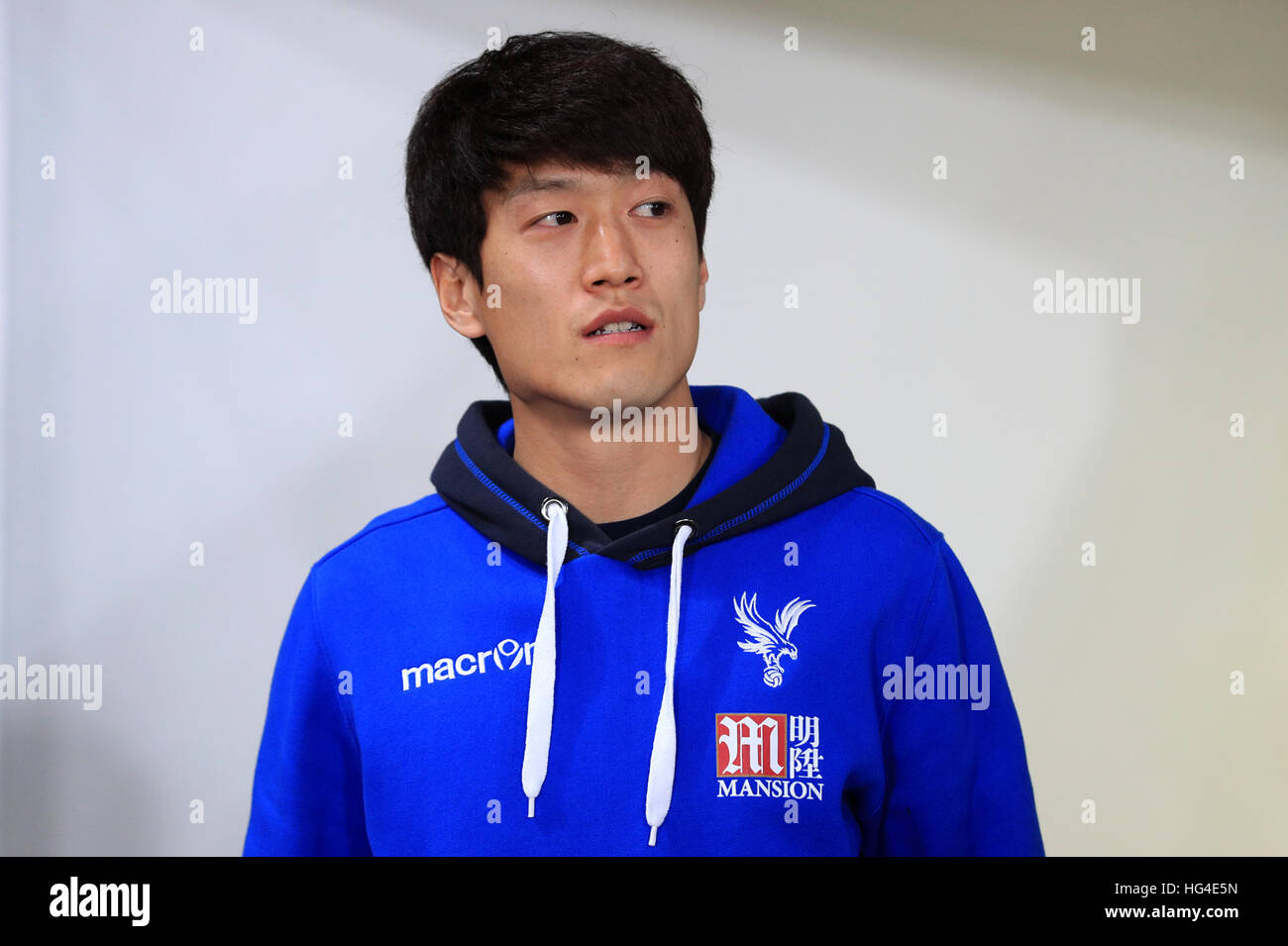 Crystal Palace's Lee Chung-yong arriving for the Premier League match at Selhurst Park, London. Stock Photo