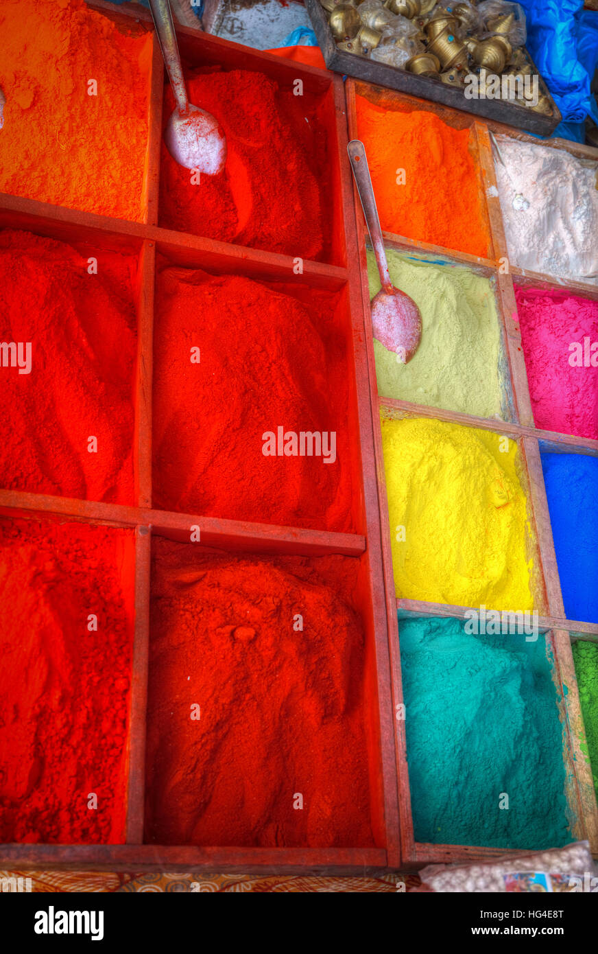 Paint pigment in the sun in Kathmandu, Nepal. Stock Photo