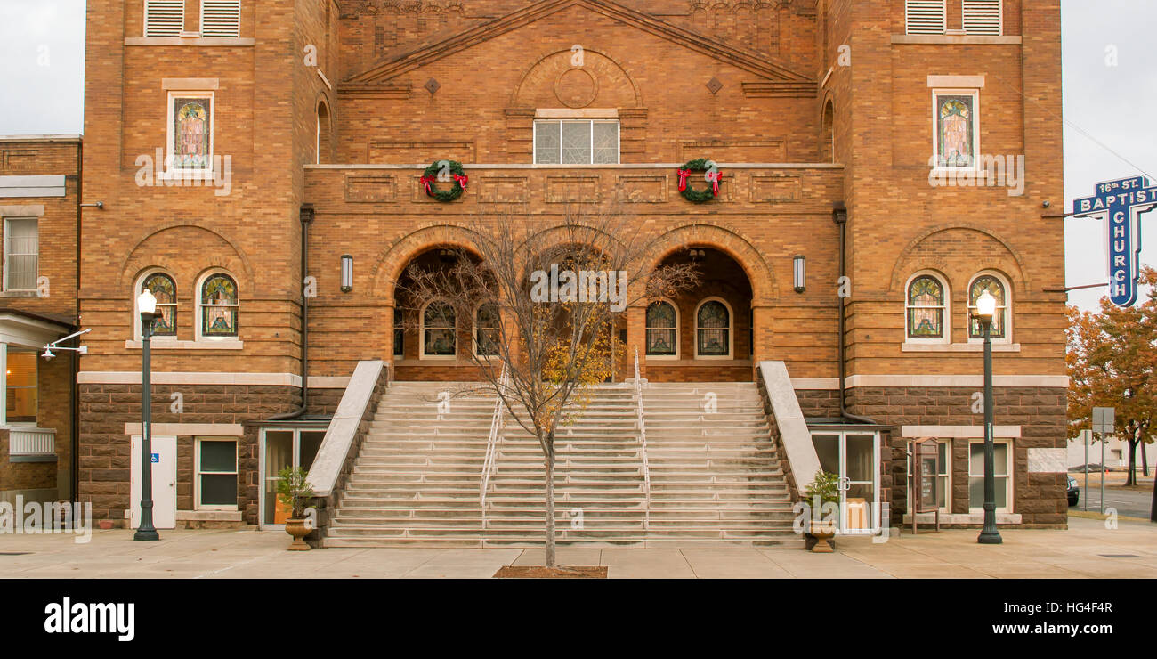 Front view of restored 16th Street Baptist Church fire bombed during the civil rights era. Stock Photo