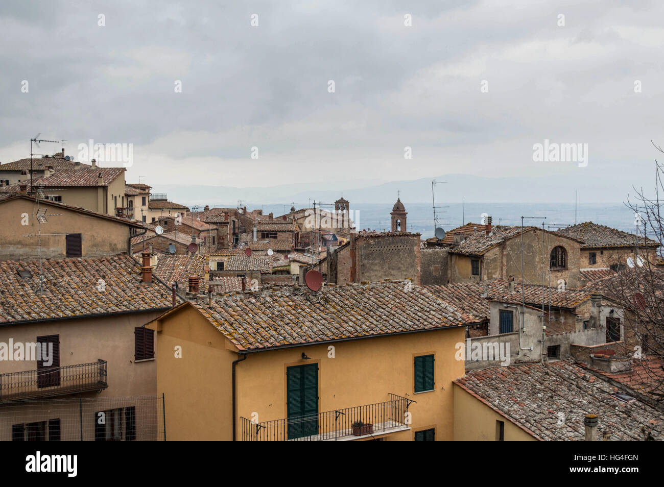 Roofs of the houses of Montepulciano, little village in province of Siena, Tuscany. Stock Photo