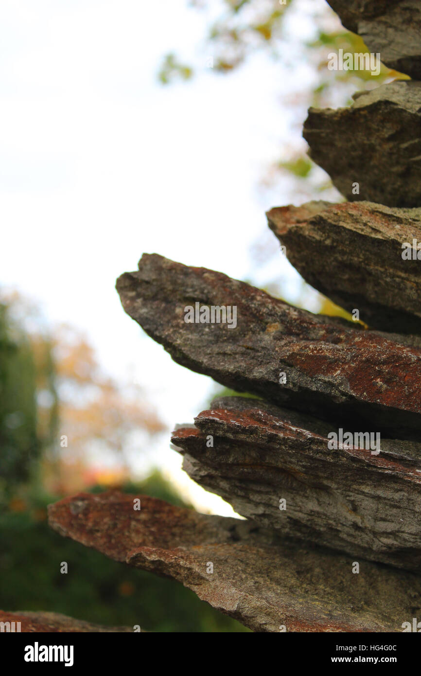 Stacked stones in a park Stock Photo
