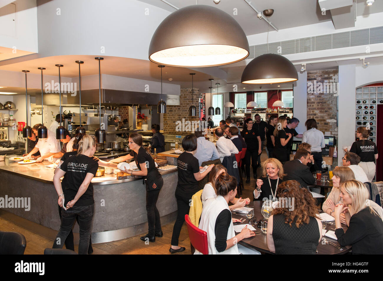 A full restaurant at lunch time - Brigade bar and bistro in Tooley Street London Stock Photo