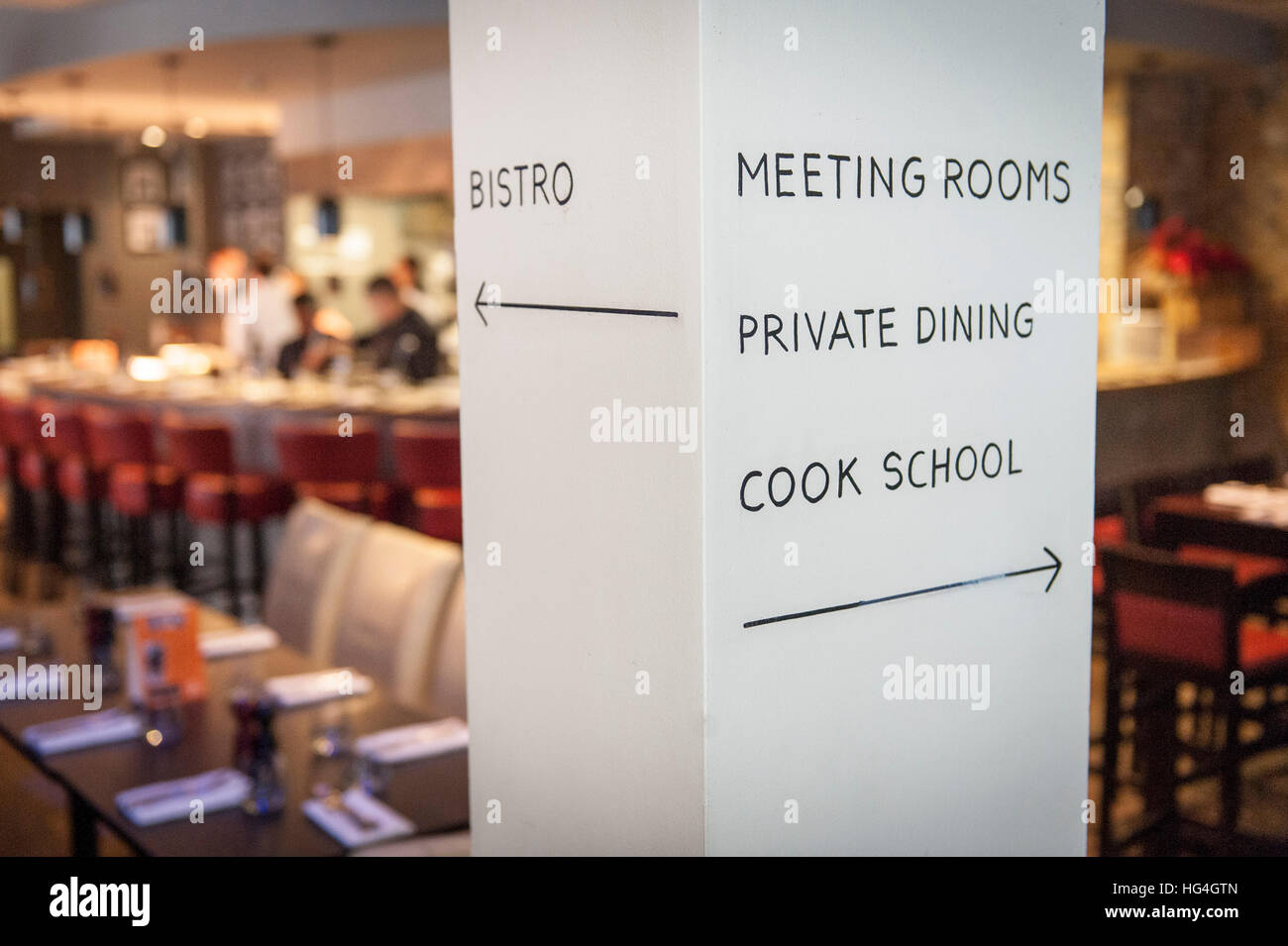 Signage inside the restaurant Brigade in Tooley Street Stock Photo