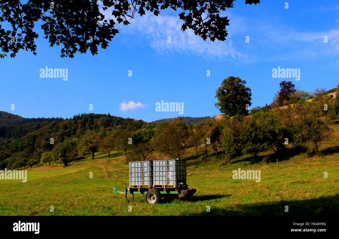 Trailer on a field Stock Photo