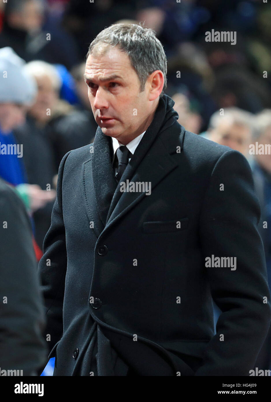 Swansea City Manager Paul Clement Leaves The Pitch After The Final Whistle Of The Premier League Match At Selhurst Park London Stock Photo Alamy