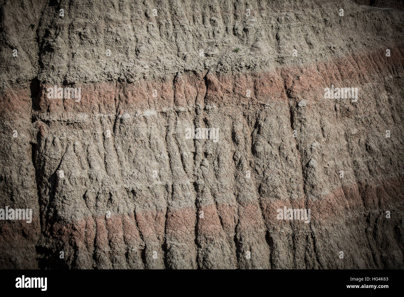 A close up of rock formations within the mountains of Badlands National ...