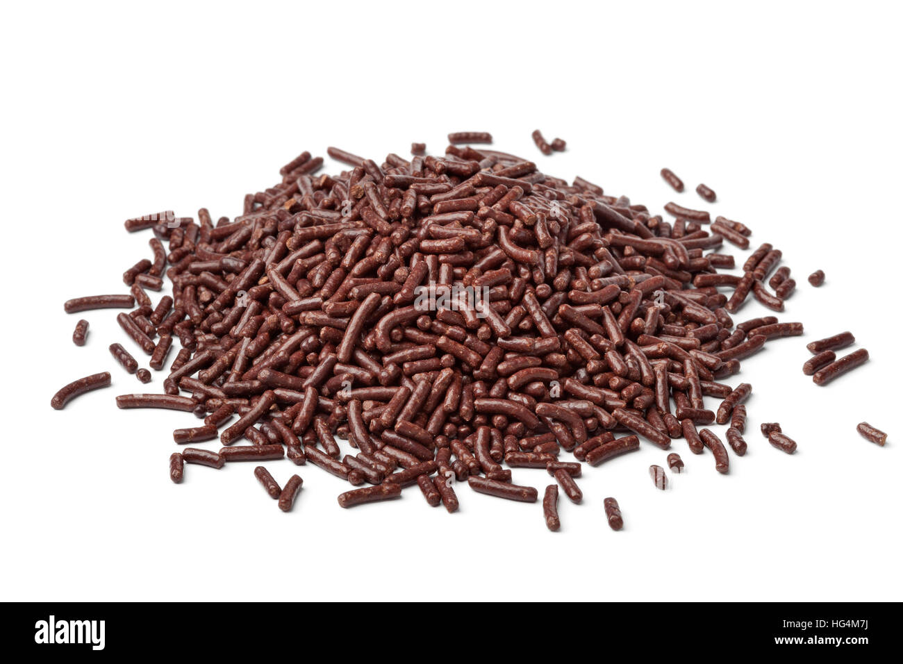 Heap pf chocolate sprinkles on white background Stock Photo