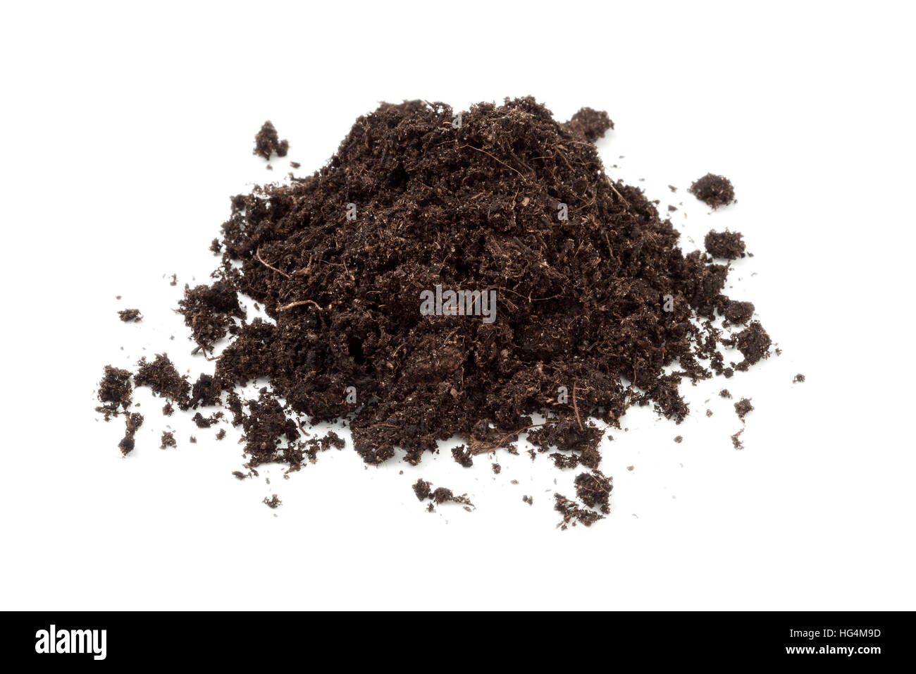 Heap of black soil on white background Stock Photo