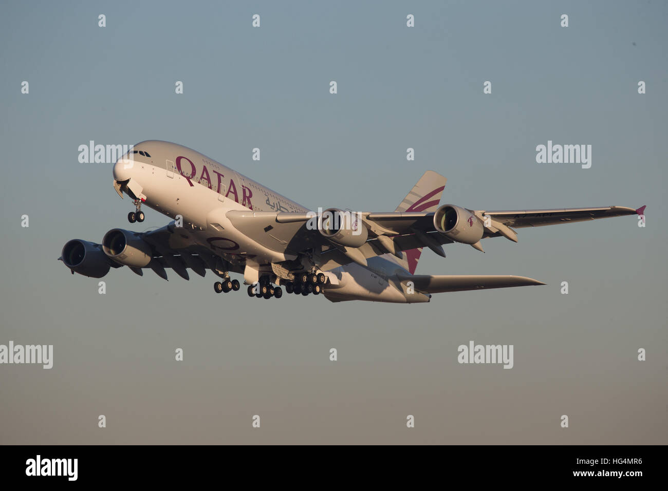 QATAR Airbus A380 Aircraft Stock Photo