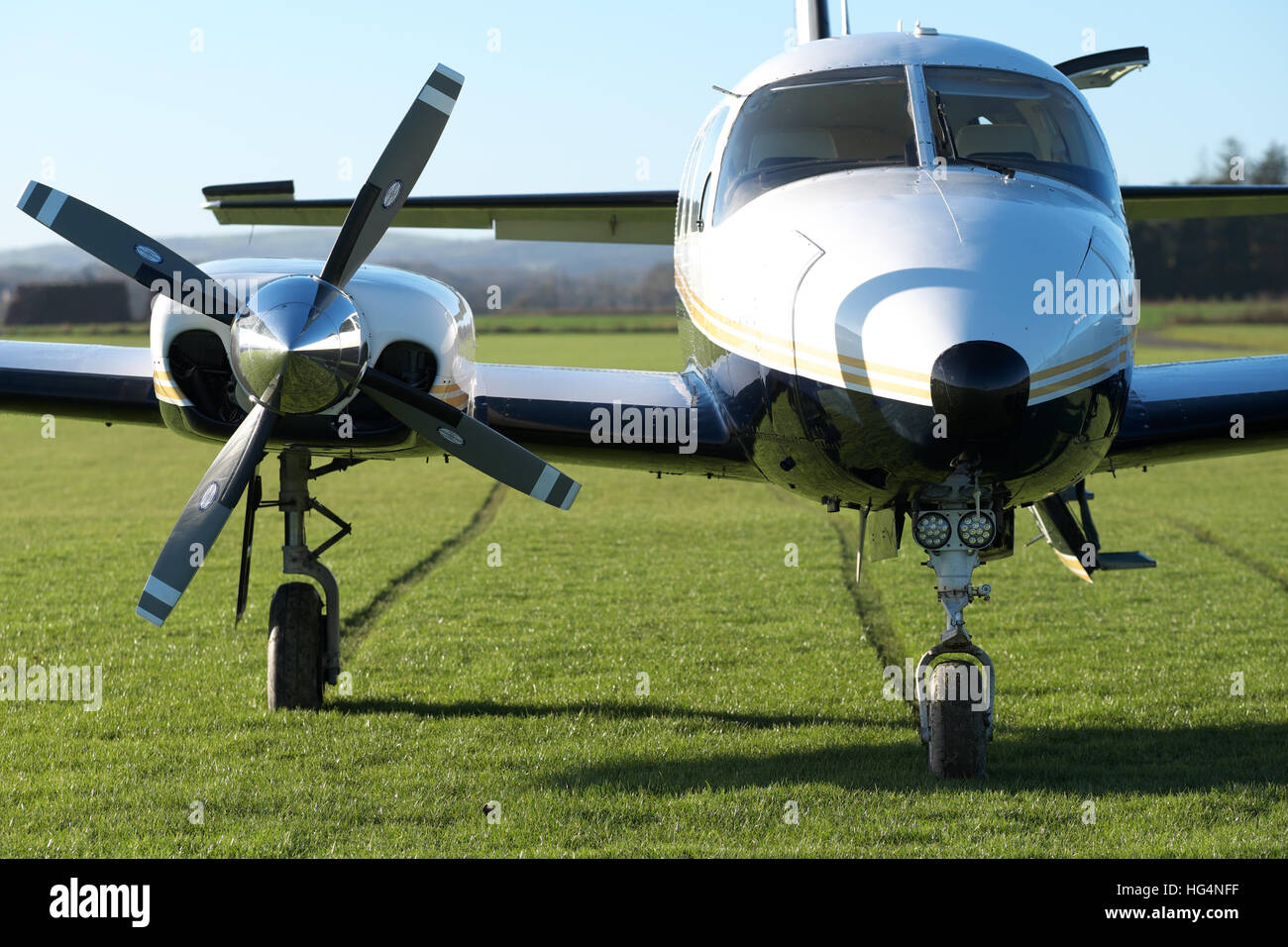 Piper Pa-31 Navajo executive aircraft twin engine propeller airplane built in 1979 Stock Photo