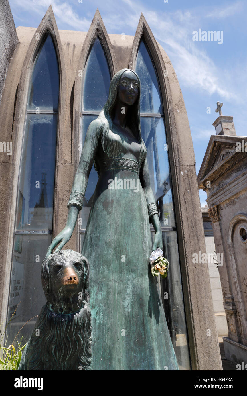 The tomb of Liliana Crociati de Szaszak and her dog Sabu in the Cementerio de la Recoleta, Buenos Aires, Argentina Stock Photo