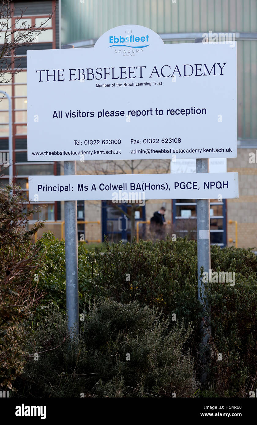General view of Ebbsfleet Academy, where a group of students were sent home for failing to obey the uniform policy which includes a rule banning skirts that sit more than 5cm above the knee. Stock Photo