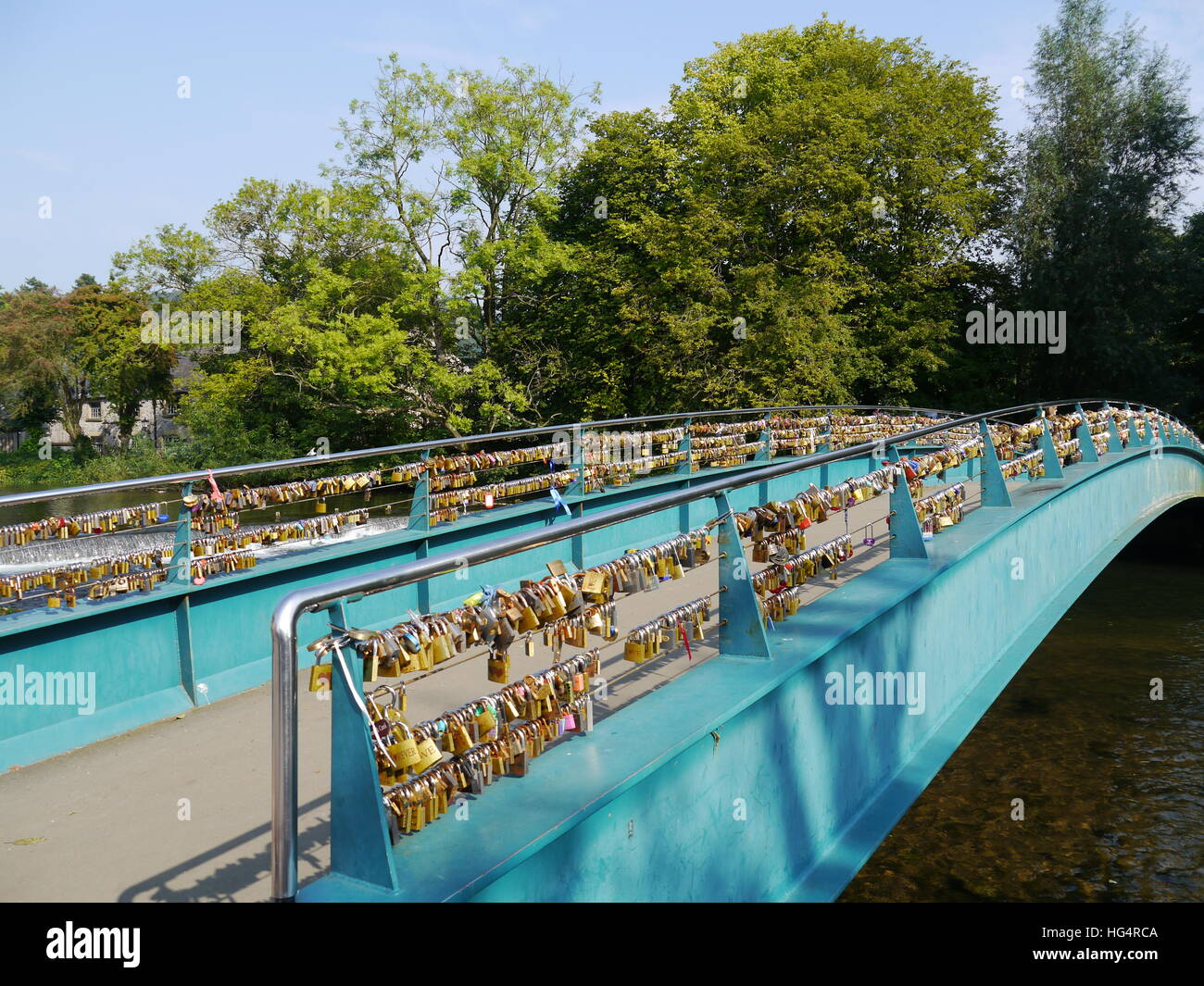 Love Lock Bridge over River Wye, Bakewell, Derbyshire Stock Photo Alamy